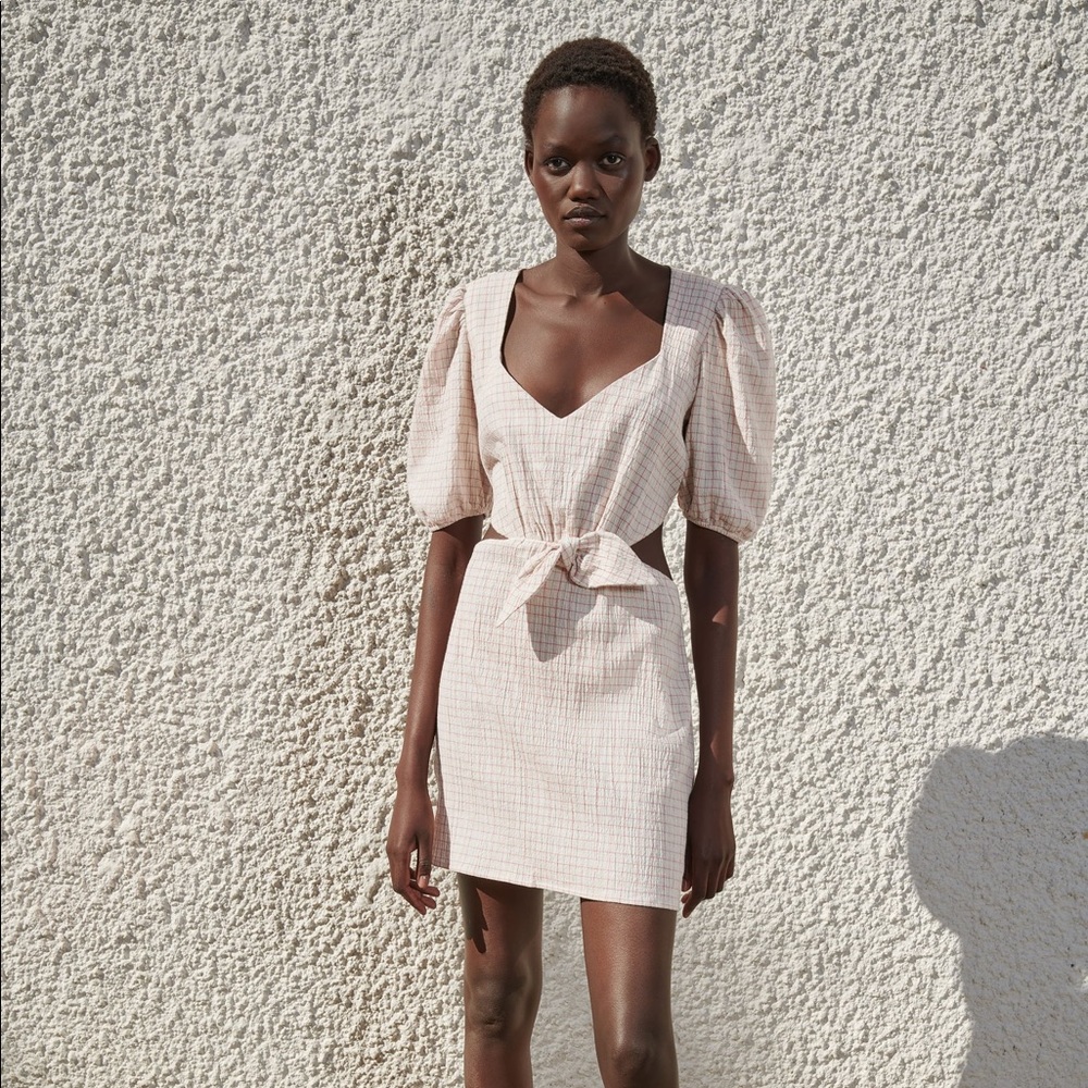 Linen Blend Dress With Cut Out Detail